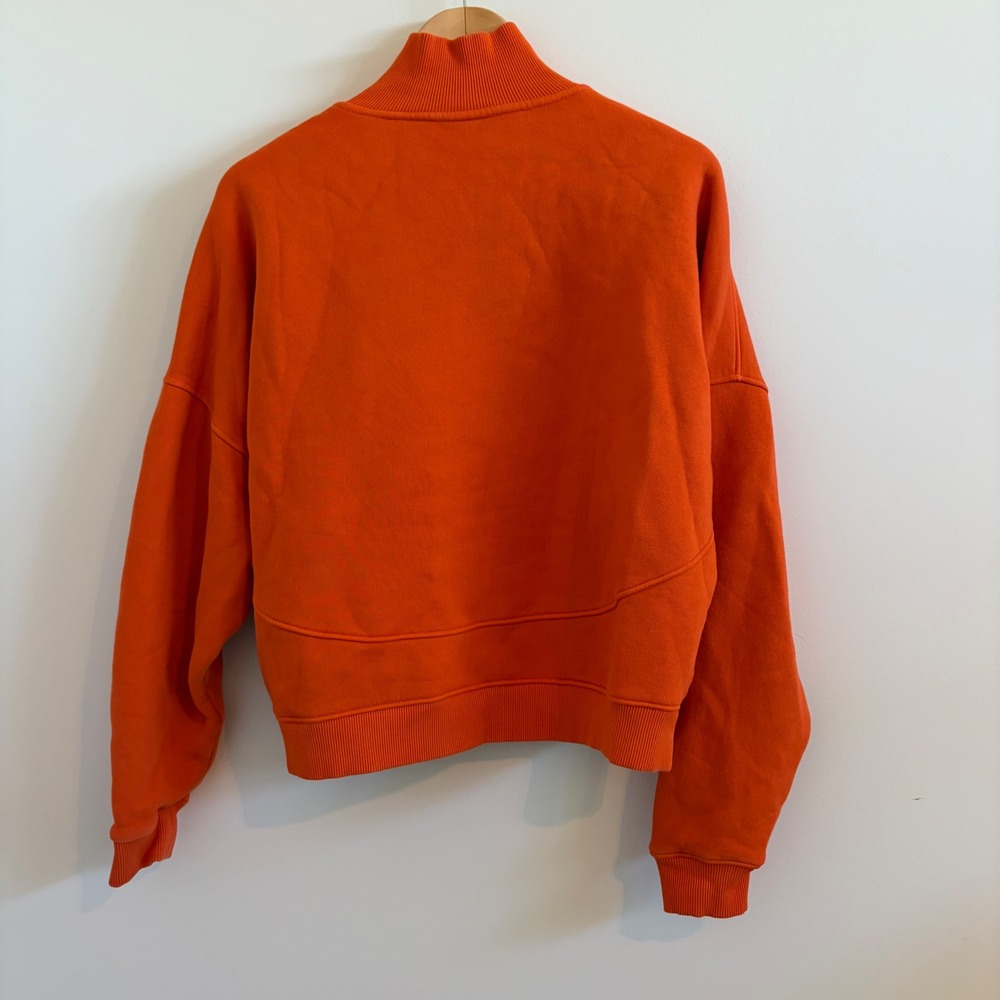 Outdoor Voices Orange Organic Cotton Quarter Zip Cropped Sweatshirt XL